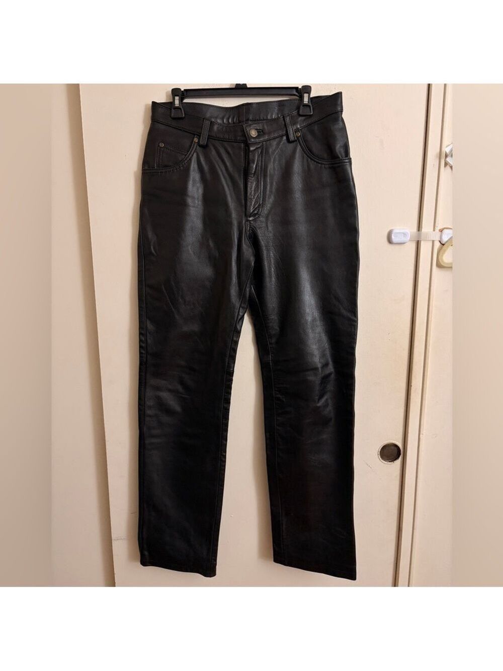 Vintage Ambition 100% Leather Black Straight-Leg Pants Size 32